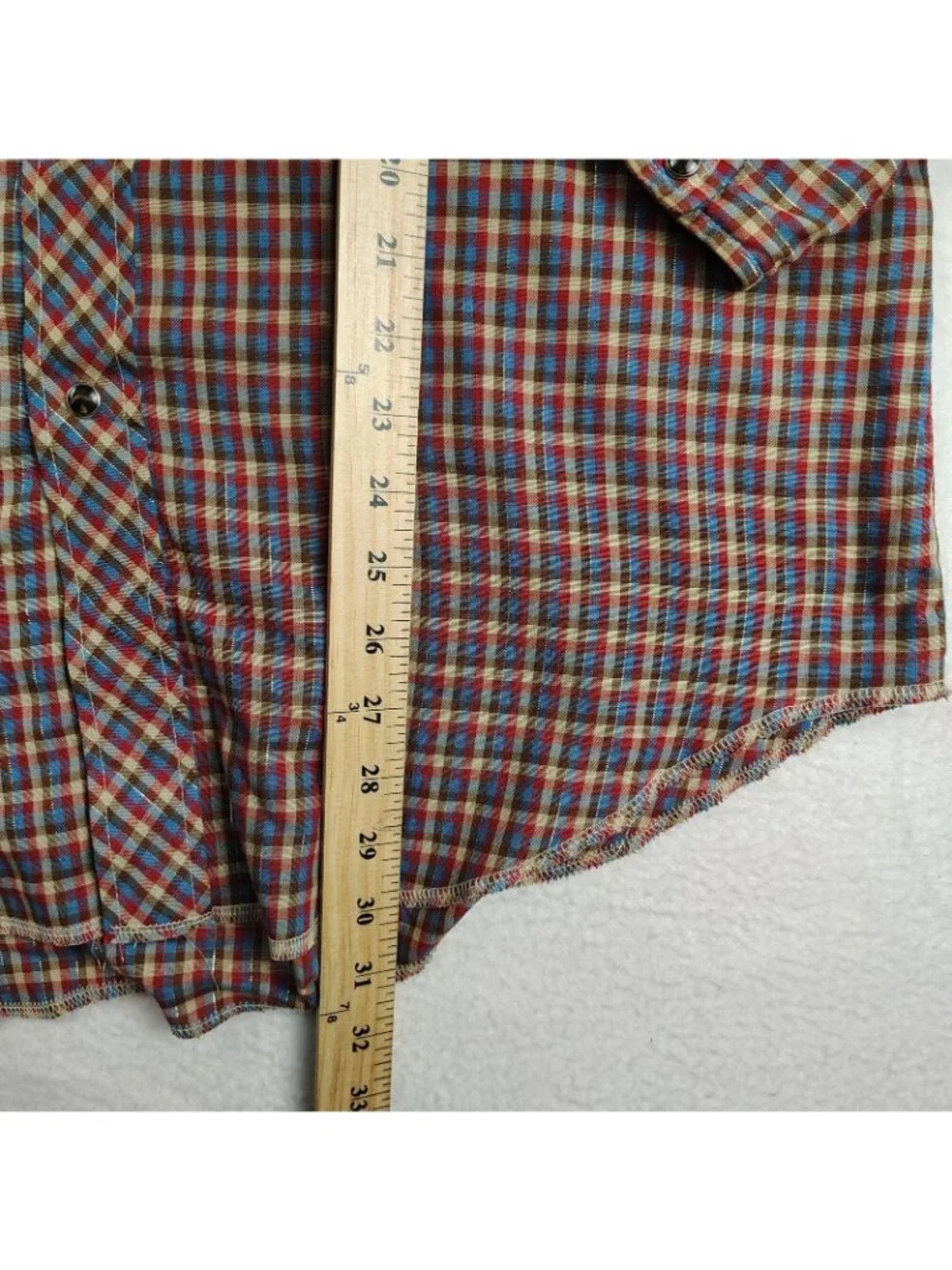 Vintage 70's Western Pearl Snap Wrangler Shirt Mens 16.5 33 - Picture 6 of 8